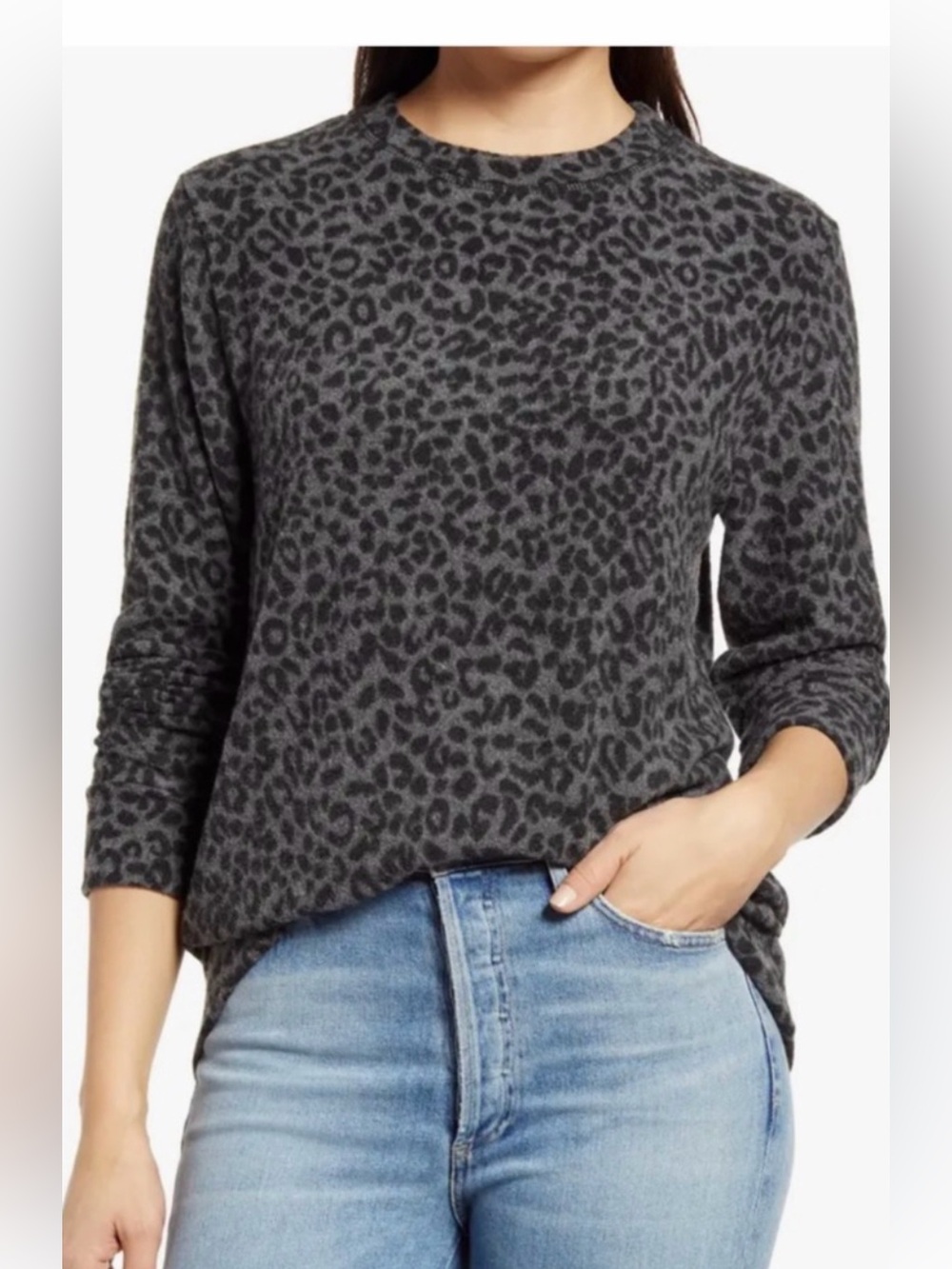 NWT Equipment Gray Leopard Print Sweater